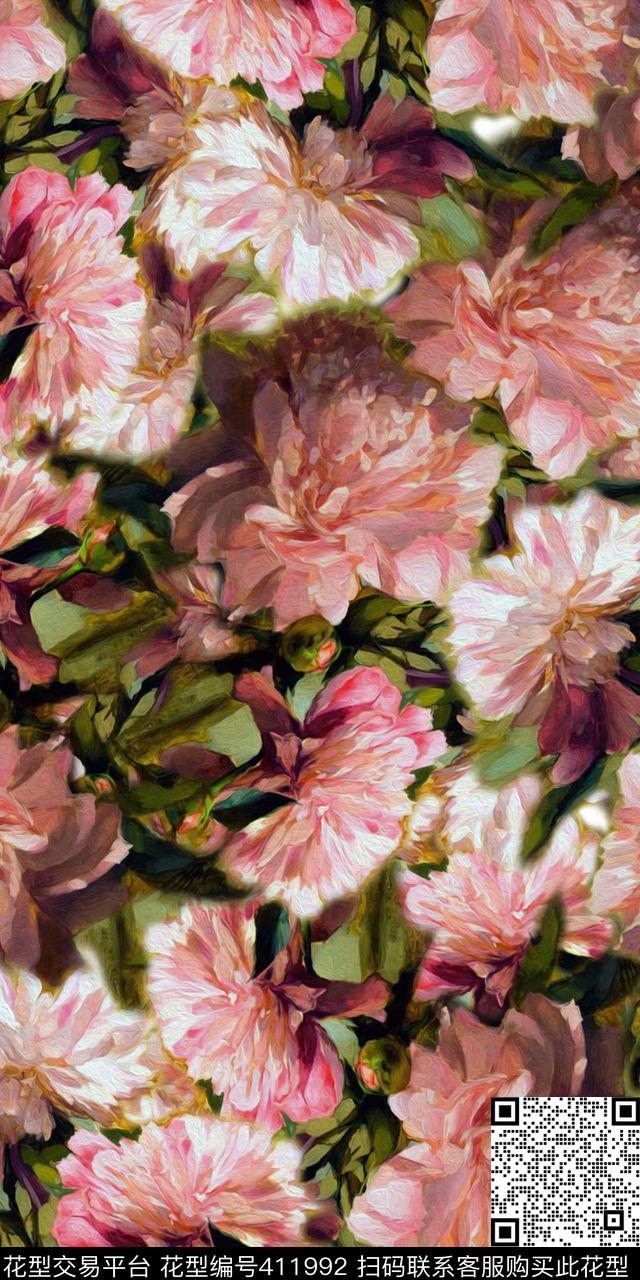 花朵花卉数码印花华亿平台下载（图片编号: 411992） - 瓦栏（Walan）