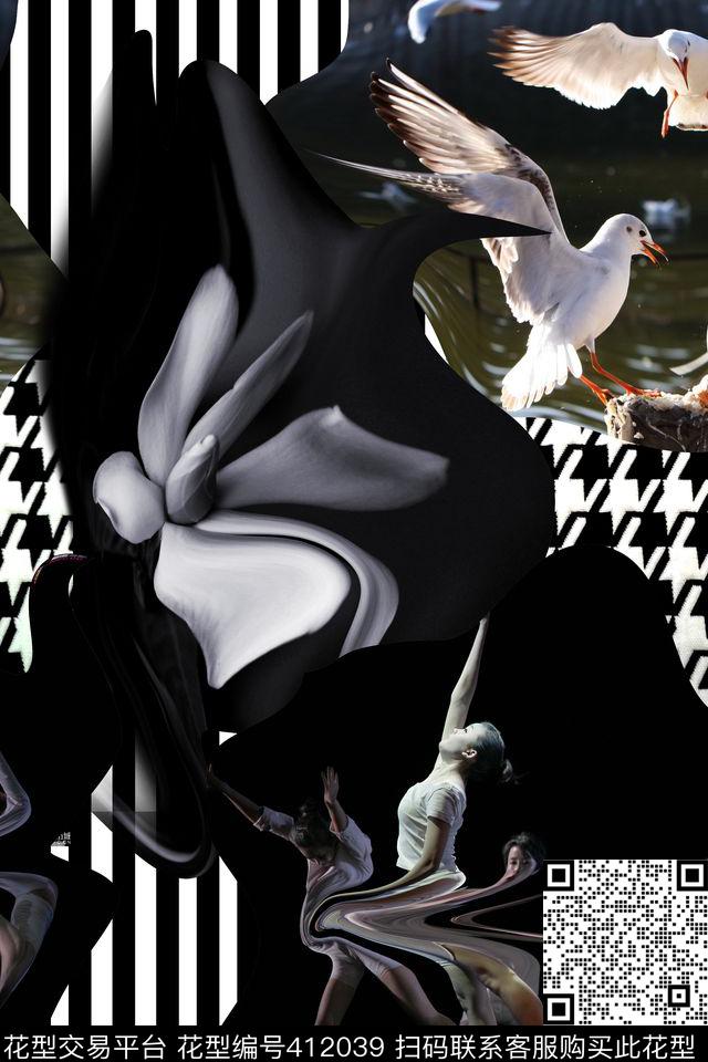 潮流抽象复古数码印花华亿平台下载（图片编号: 412039） - 瓦栏（Walan）