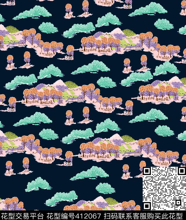 田园风光传统印花华亿平台下载（图片编号: 412067） - 瓦栏（Walan）