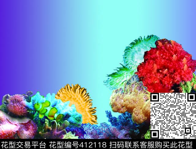 海底植物海底世界海数码印花华亿平台下载（图片编号: 412118） - 瓦栏（Walan）