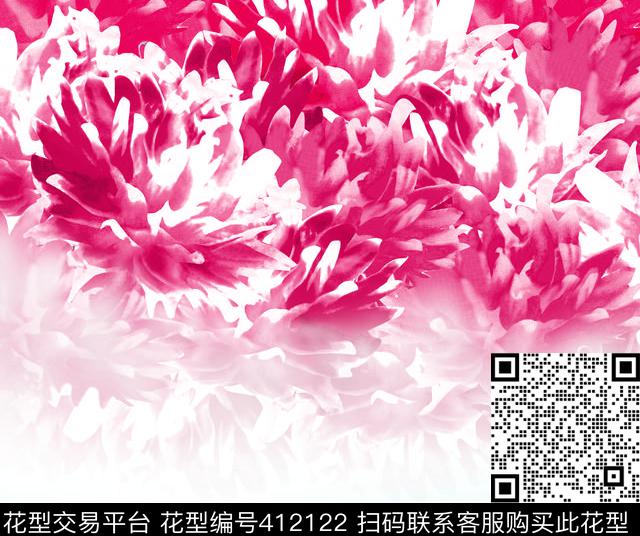 红菊花传统印花华亿平台下载（图片编号: 412122） - 瓦栏（Walan）