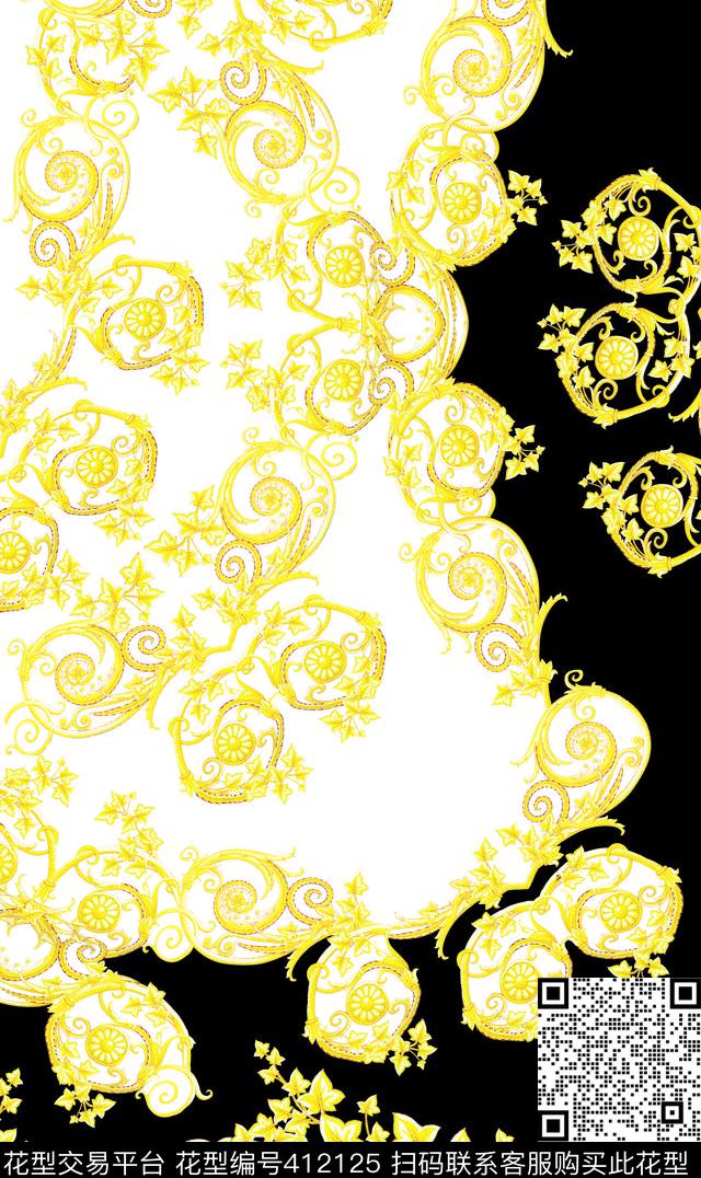 黄金花轮传统印花华亿平台下载（图片编号: 412125） - 瓦栏（Walan）