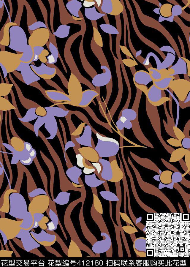传统印花抽象花卉动物纹动物纹传统印花华亿平台下载（图片编号: 412180） - 瓦栏（Walan）