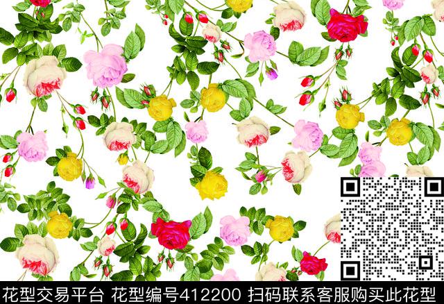 玫瑰循环(衫衣）数码印花华亿平台下载（图片编号: 412200） - 瓦栏（Walan）