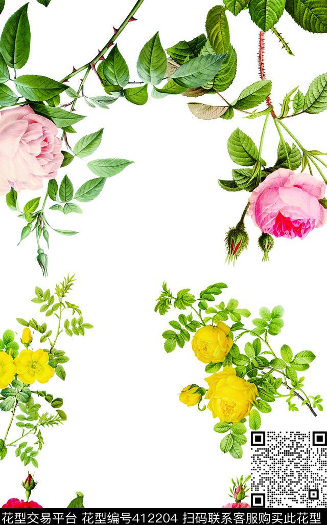 无袖玫瑰连衣裙数码印花华亿平台下载（图片编号: 412204） - 瓦栏（Walan）