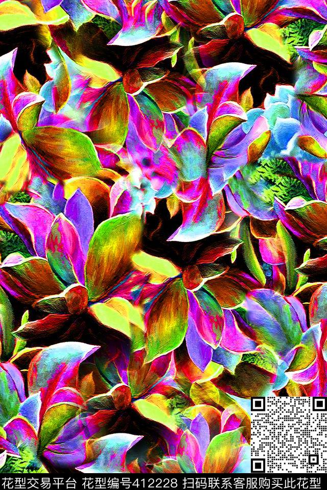 花花卉数码印花华亿平台下载（图片编号: 412228） - 瓦栏（Walan）
