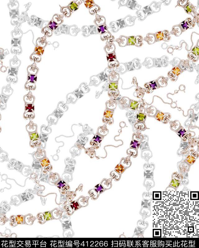 清爽珠宝链条数码印花华亿平台下载（图片编号: 412266） - 瓦栏（Walan）