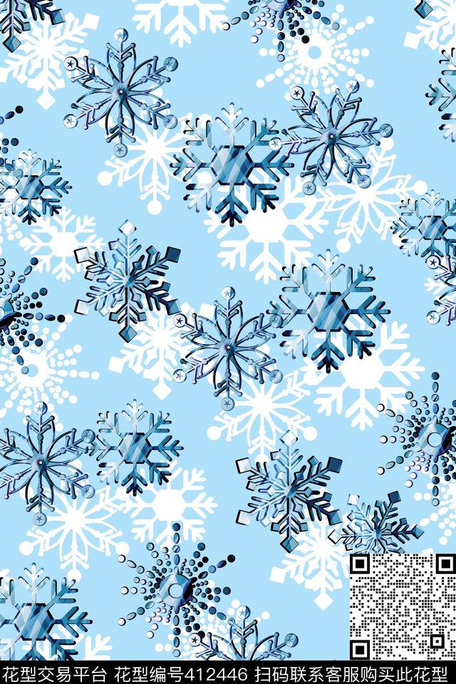 雪花春夏裙子流行走秀款传统印花华亿平台下载（图片编号: 412446） - 瓦栏（Walan）