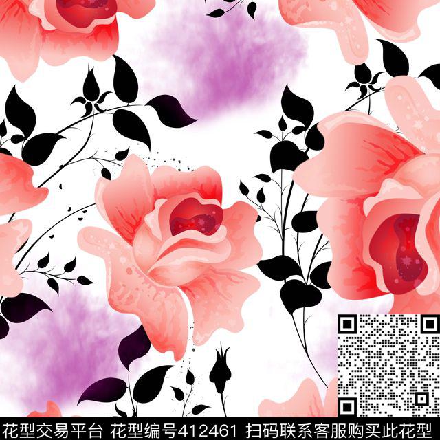 抽象花卉传统花卉系列传统印花华亿平台下载（图片编号: 412461） - 瓦栏（Walan）