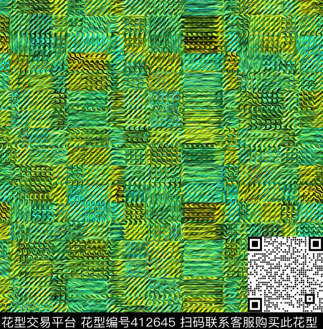 方格简约油画风数码印花华亿平台下载（图片编号: 412645） - 瓦栏（Walan）
