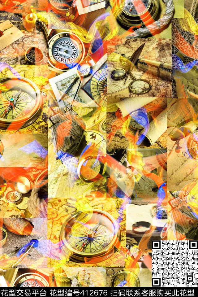 复古格子五彩航海怀表数码数码印花华亿平台下载（图片编号: 412676） - 瓦栏（Walan）