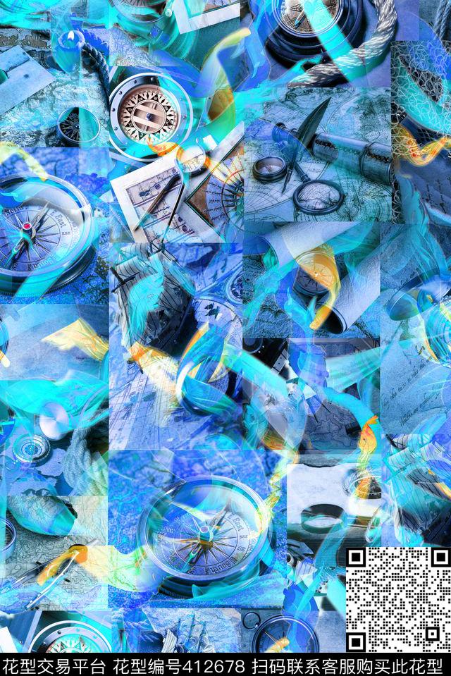 复古格子五彩航海怀表数码数码印花华亿平台下载（图片编号: 412678） - 瓦栏（Walan）