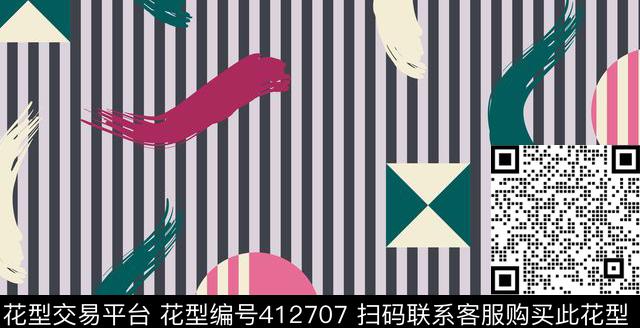 笔触条纹现代传统印花华亿平台下载（图片编号: 412707） - 瓦栏（Walan）