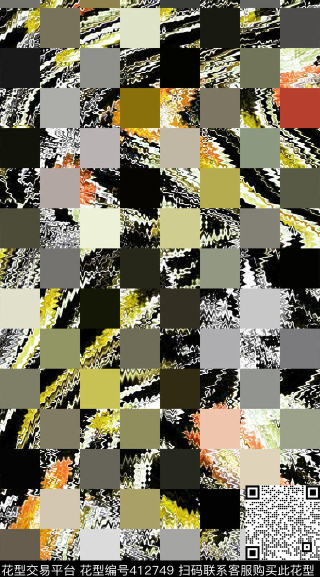 复古波纹格子数码印花华亿平台下载（图片编号: 412749） - 瓦栏（Walan）