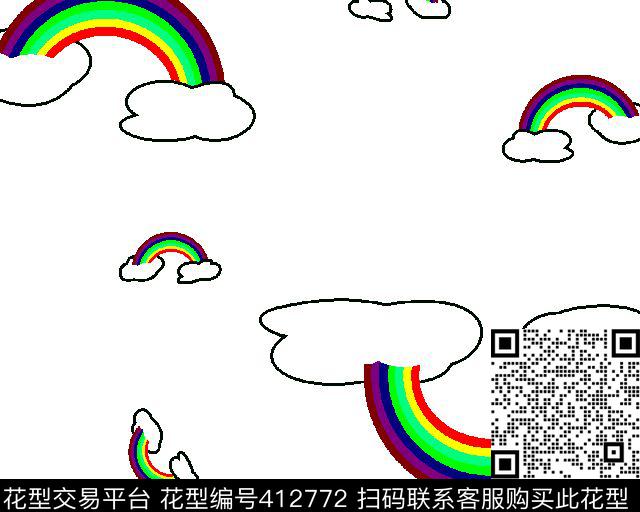 彩虹条纹云朵传统印花华亿平台下载（图片编号: 412772） - 瓦栏（Walan）