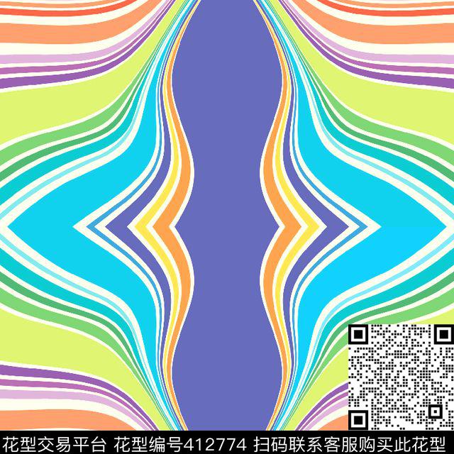 彩虹条纹云朵传统印花华亿平台下载（图片编号: 412774） - 瓦栏（Walan）