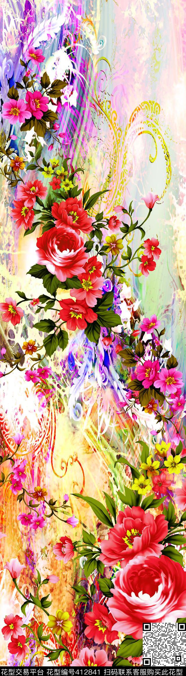 定位花卉数码印花华亿平台下载（图片编号: 412841） - 瓦栏（Walan）