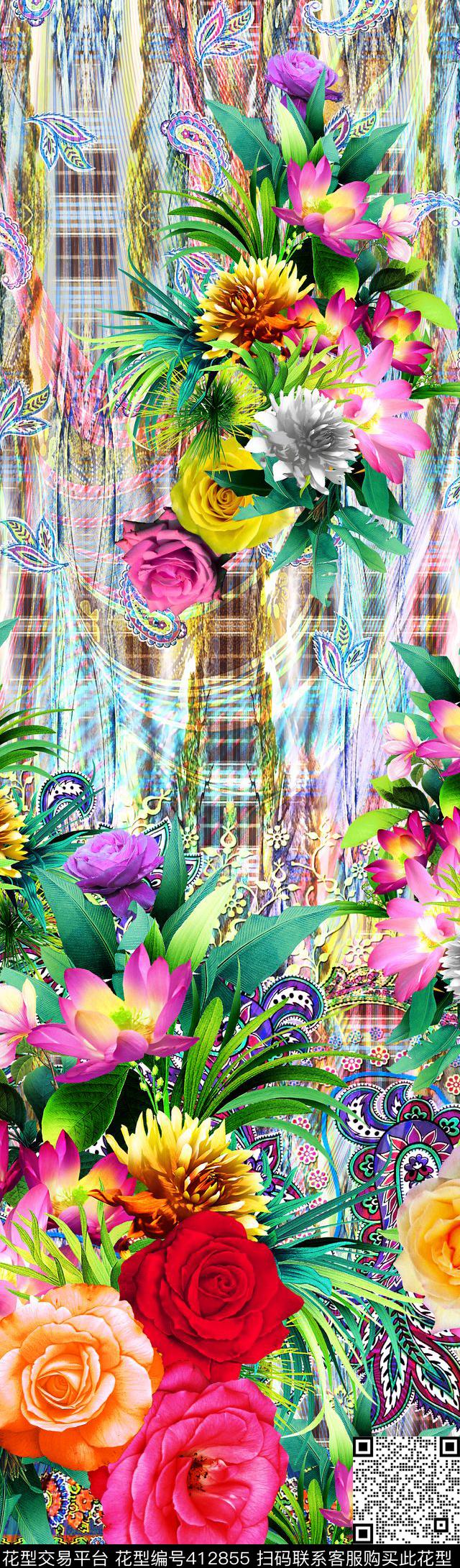 热带花卉花卉数码印花华亿平台下载（图片编号: 412855） - 瓦栏（Walan）