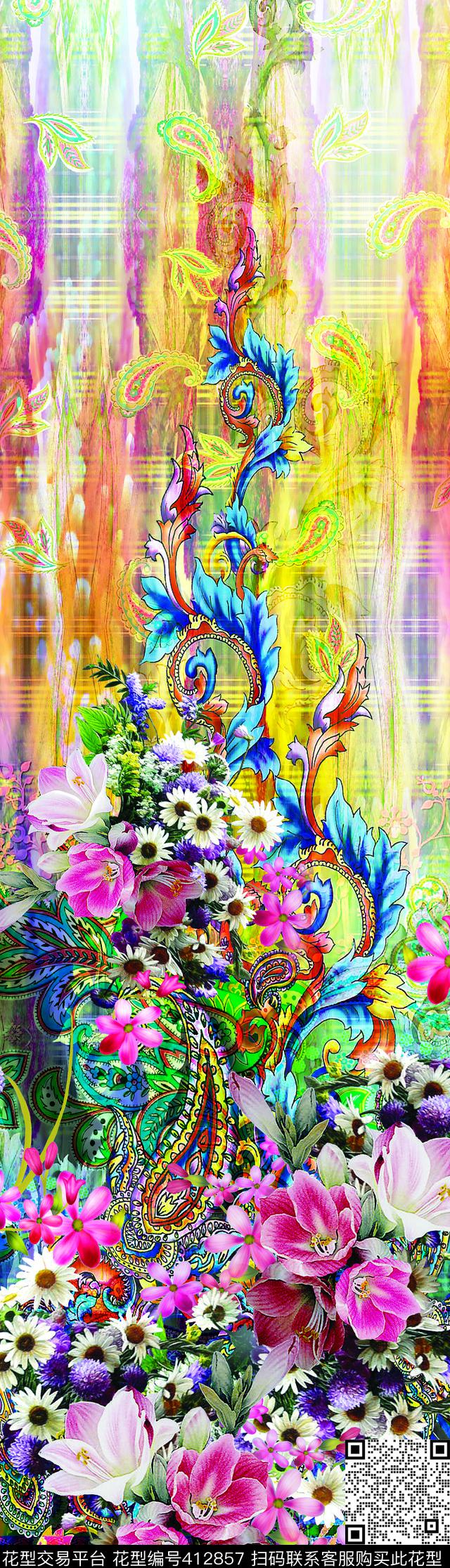 定位花花卉数码印花华亿平台下载（图片编号: 412857） - 瓦栏（Walan）
