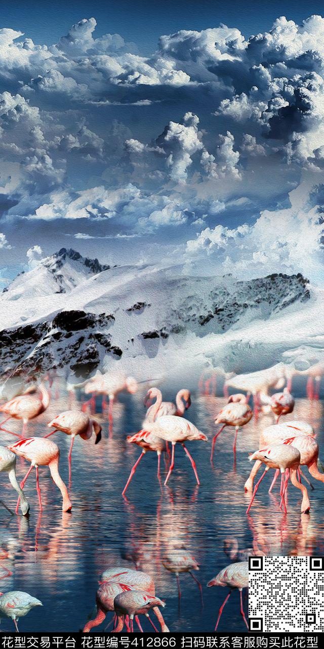 创意服装河流数码印花华亿平台下载（图片编号: 412866） - 瓦栏（Walan）