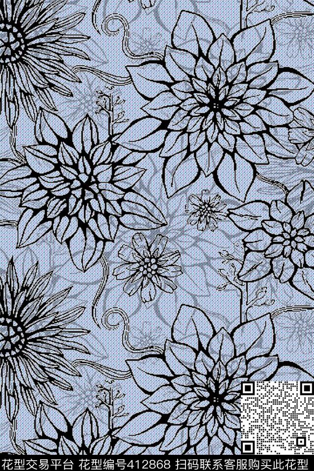 花朵花卉简约传统印花华亿平台下载（图片编号: 412868） - 瓦栏（Walan）