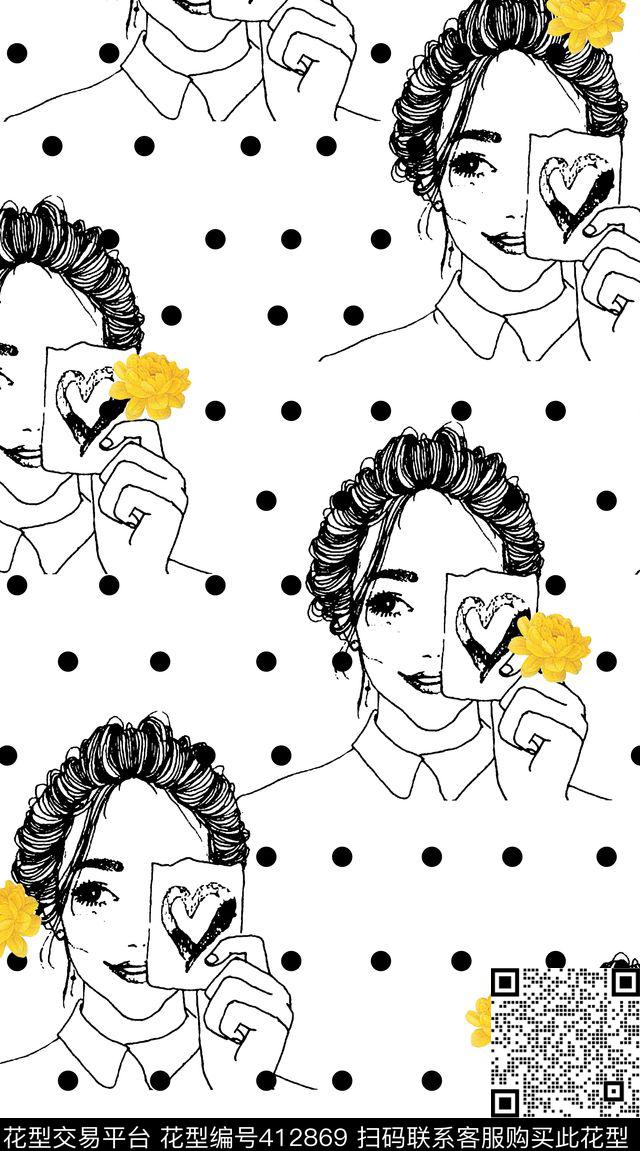 卡通简约人物传统印花华亿平台下载（图片编号: 412869） - 瓦栏（Walan）