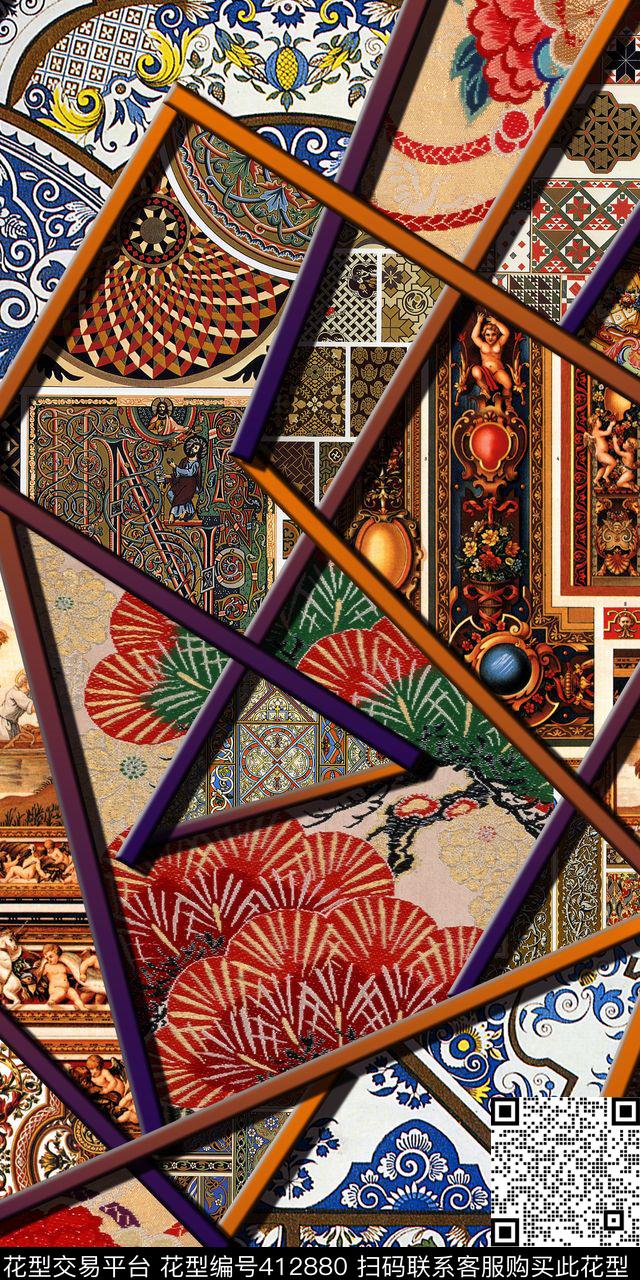 抽象民族异域数码印花华亿平台下载（图片编号: 412880） - 瓦栏（Walan）