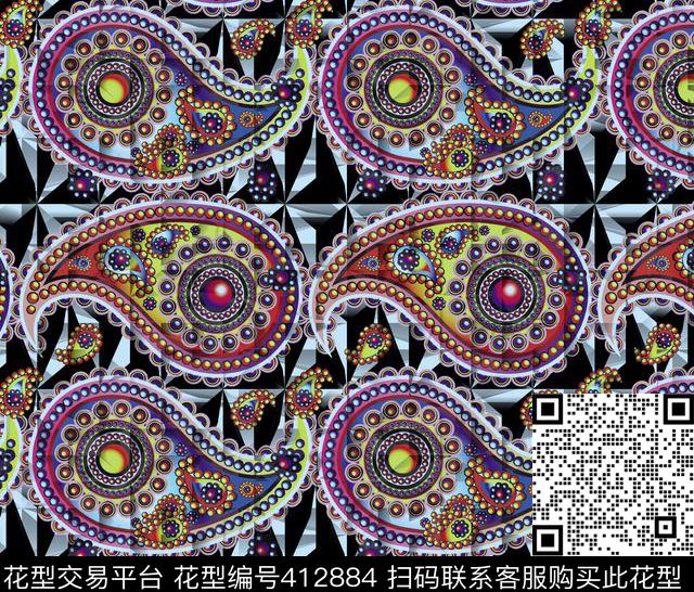 格子过渡点百搭传统印花华亿平台下载（图片编号: 412884） - 瓦栏（Walan）