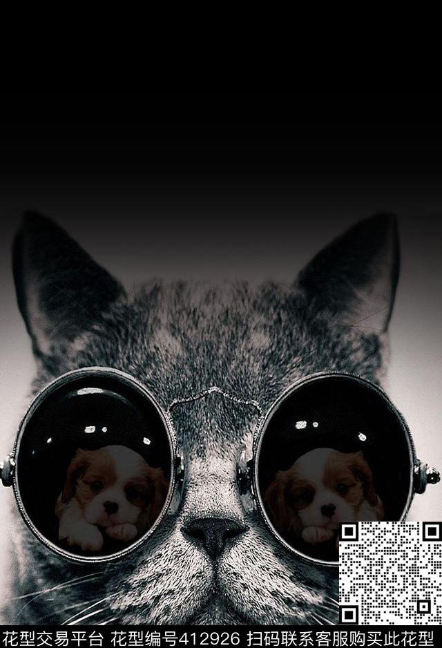 T恤衫数码画稿动物酷猫时尚流行新潮数码印花华亿平台下载（图片编号: 412926） - 瓦栏（Walan）