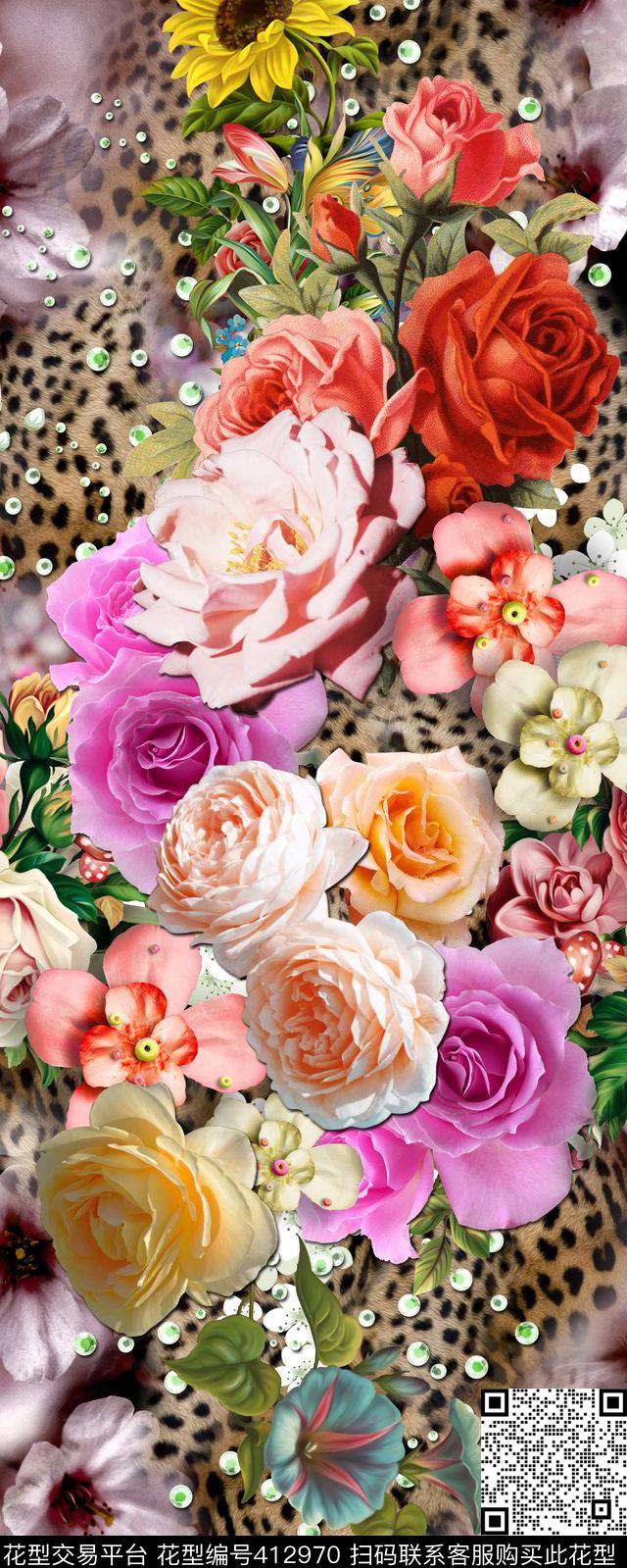 花卉组合服装定位服装数码印花华亿平台下载（图片编号: 412970） - 瓦栏（Walan）