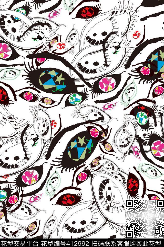 个性水墨抽象传统印花华亿平台下载（图片编号: 412992） - 瓦栏（Walan）