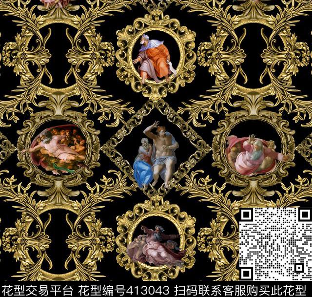 花纹神话金属相框数码印花华亿平台下载（图片编号: 413043） - 瓦栏（Walan）