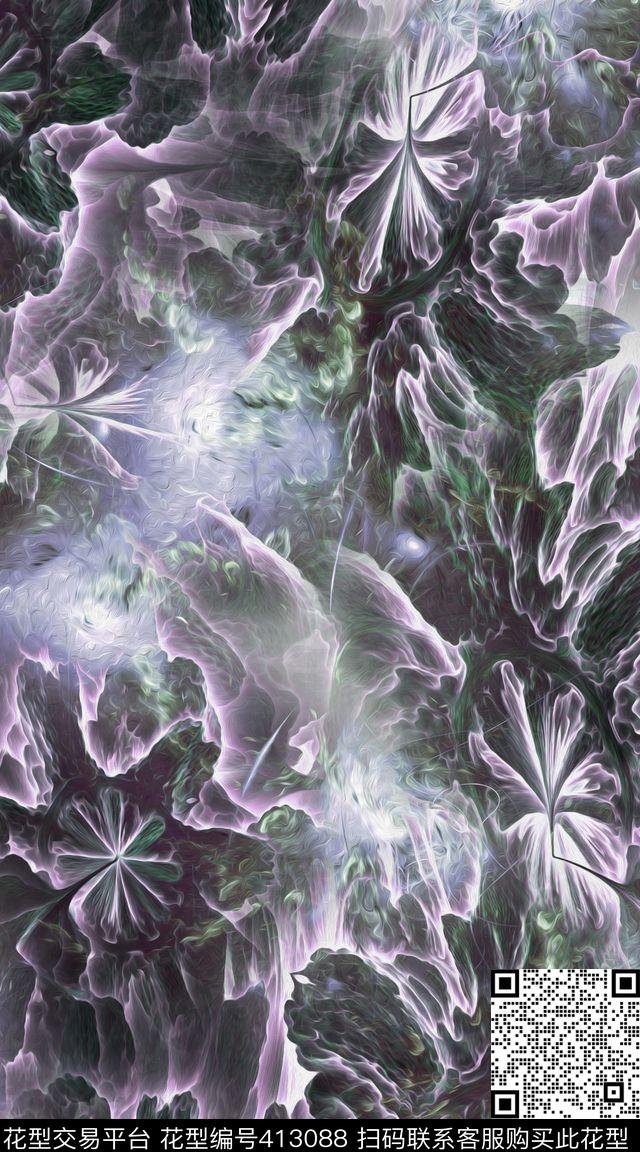 衬衫抽象山水短袖数码印花华亿平台下载（图片编号: 413088） - 瓦栏（Walan）