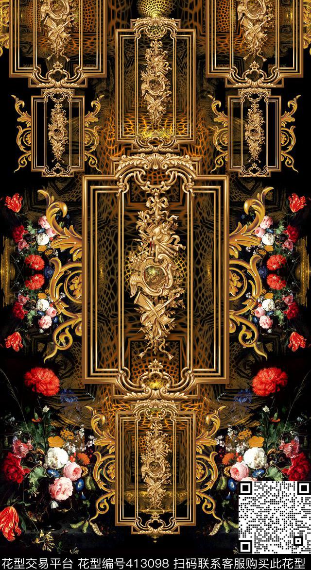复古皇室古典数码印花华亿平台下载（图片编号: 413098） - 瓦栏（Walan）