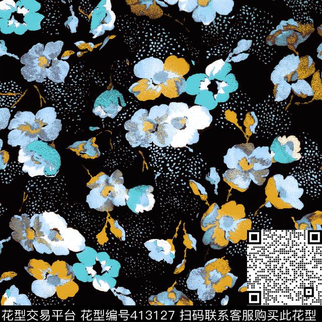 优雅清新花卉印花数码印花华亿平台下载（图片编号: 413127） - 瓦栏（Walan）