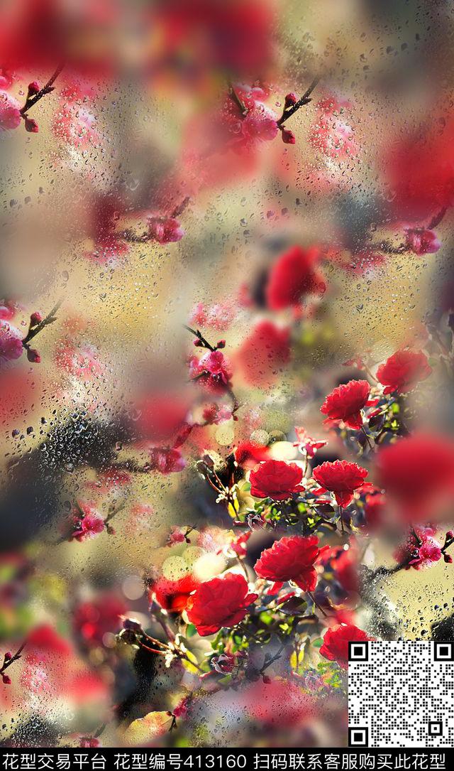 滤色花卉光影唯美数码印花华亿平台下载（图片编号: 413160） - 瓦栏（Walan）