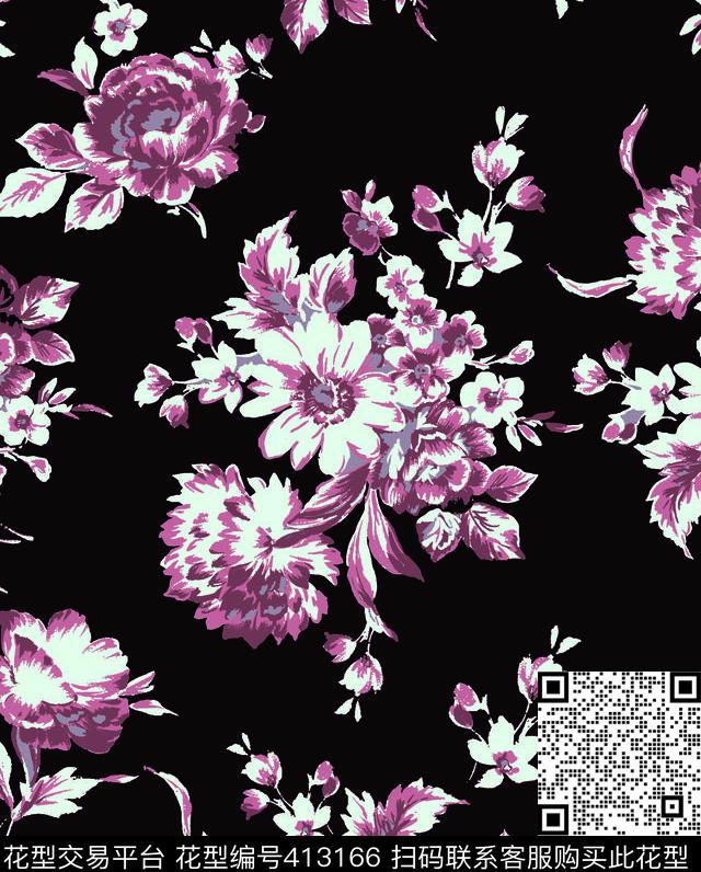 花卉花卉印花壁纸地毯服装华亿平台家纺华亿平台图案优雅清新传统印花华亿平台下载（图片编号: 413166） - 瓦栏（Walan）