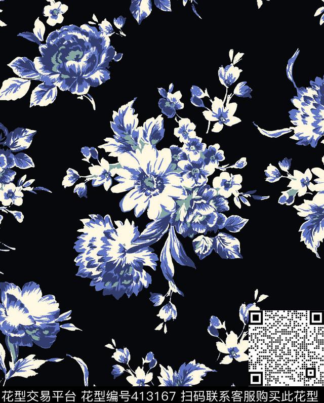 优雅清新花卉花卉印花壁纸地毯服装华亿平台家纺华亿平台图案传统印花华亿平台下载（图片编号: 413167） - 瓦栏（Walan）