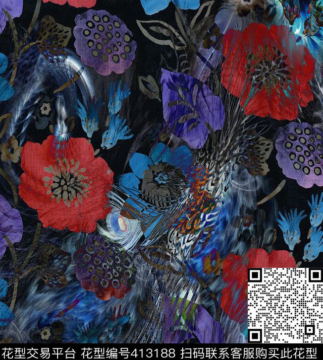 抽象暗花百搭数码印花华亿平台下载（图片编号: 413188） - 瓦栏（Walan）