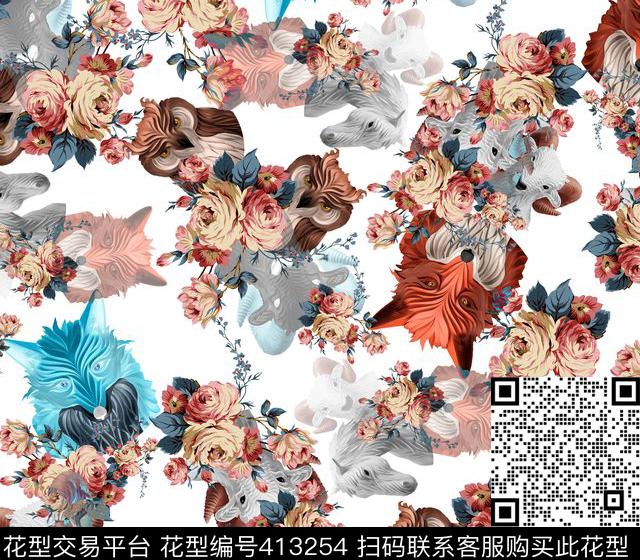 休闲时尚3D动物花瓣数码印花华亿平台下载（图片编号: 413254） - 瓦栏（Walan）