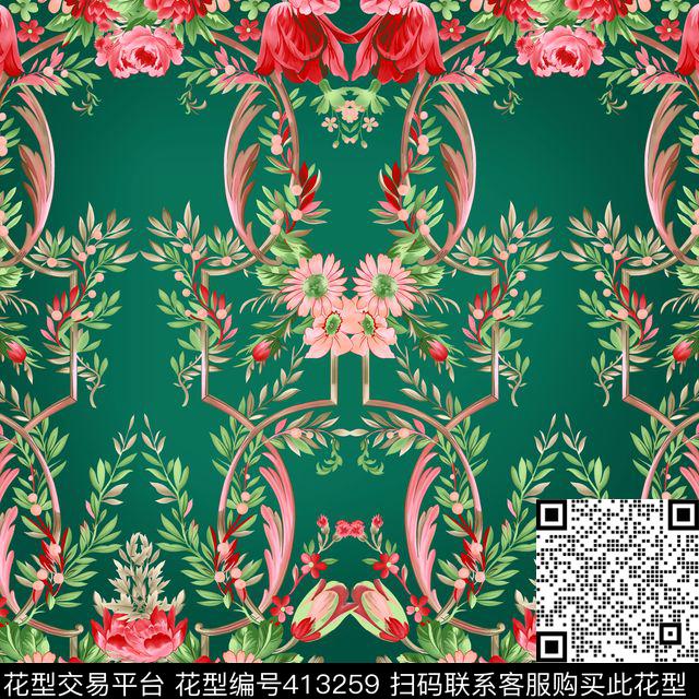复古花卉写实花卉传统印花华亿平台下载（图片编号: 413259） - 瓦栏（Walan）