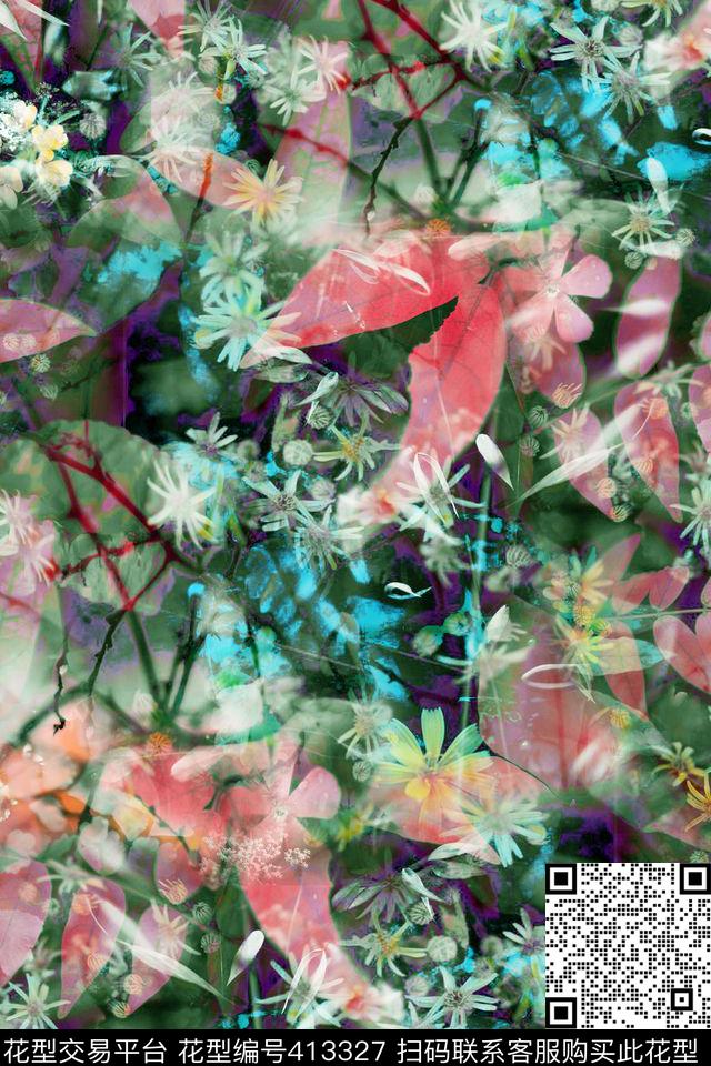 时尚春季女装数码印花华亿平台下载（图片编号: 413327） - 瓦栏（Walan）