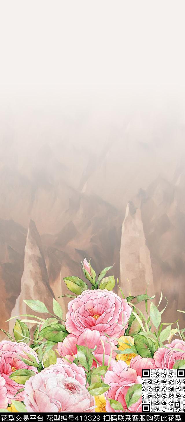 定位花卉时尚定位数码印花华亿平台下载（图片编号: 413329） - 瓦栏（Walan）