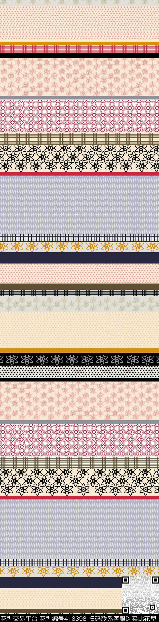 复古简约条纹传统印花华亿平台下载（图片编号: 413398） - 瓦栏（Walan）