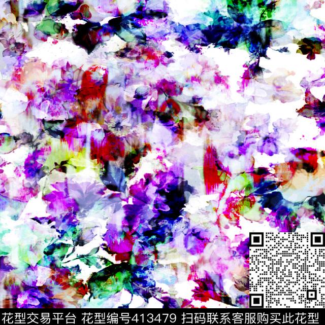 花卉流行时尚滤色花卉数码印花华亿平台下载（图片编号: 413479） - 瓦栏（Walan）