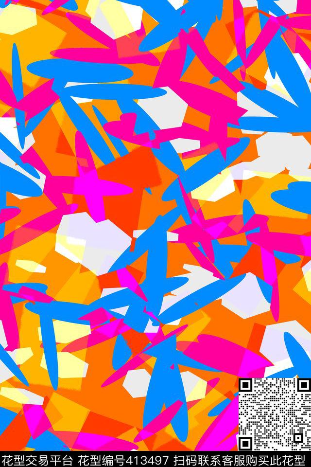 衬衫抽象男装传统印花华亿平台下载（图片编号: 413497） - 瓦栏（Walan）