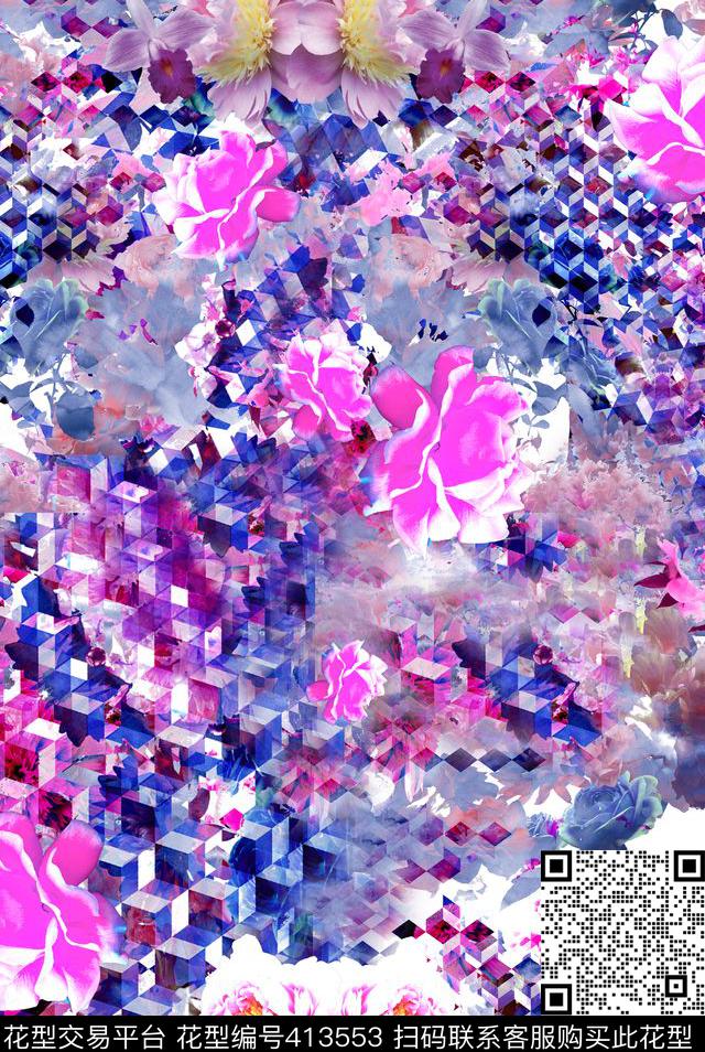 花卉马赛克数码华亿平台数码印花华亿平台下载（图片编号: 413553） - 瓦栏（Walan）