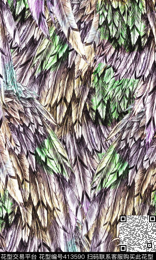 羽毛数码印花华亿平台下载（图片编号: 413590） - 瓦栏（Walan）