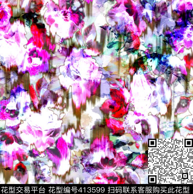 潮流时尚花卉滤色花卉数码印花华亿平台下载（图片编号: 413599） - 瓦栏（Walan）