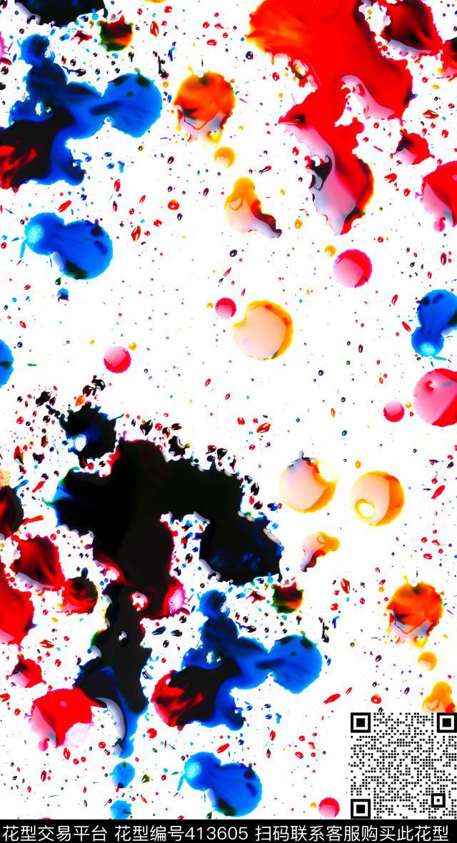 3D泼墨立体彩色颜料数码印花华亿平台下载（图片编号: 413605） - 瓦栏（Walan）